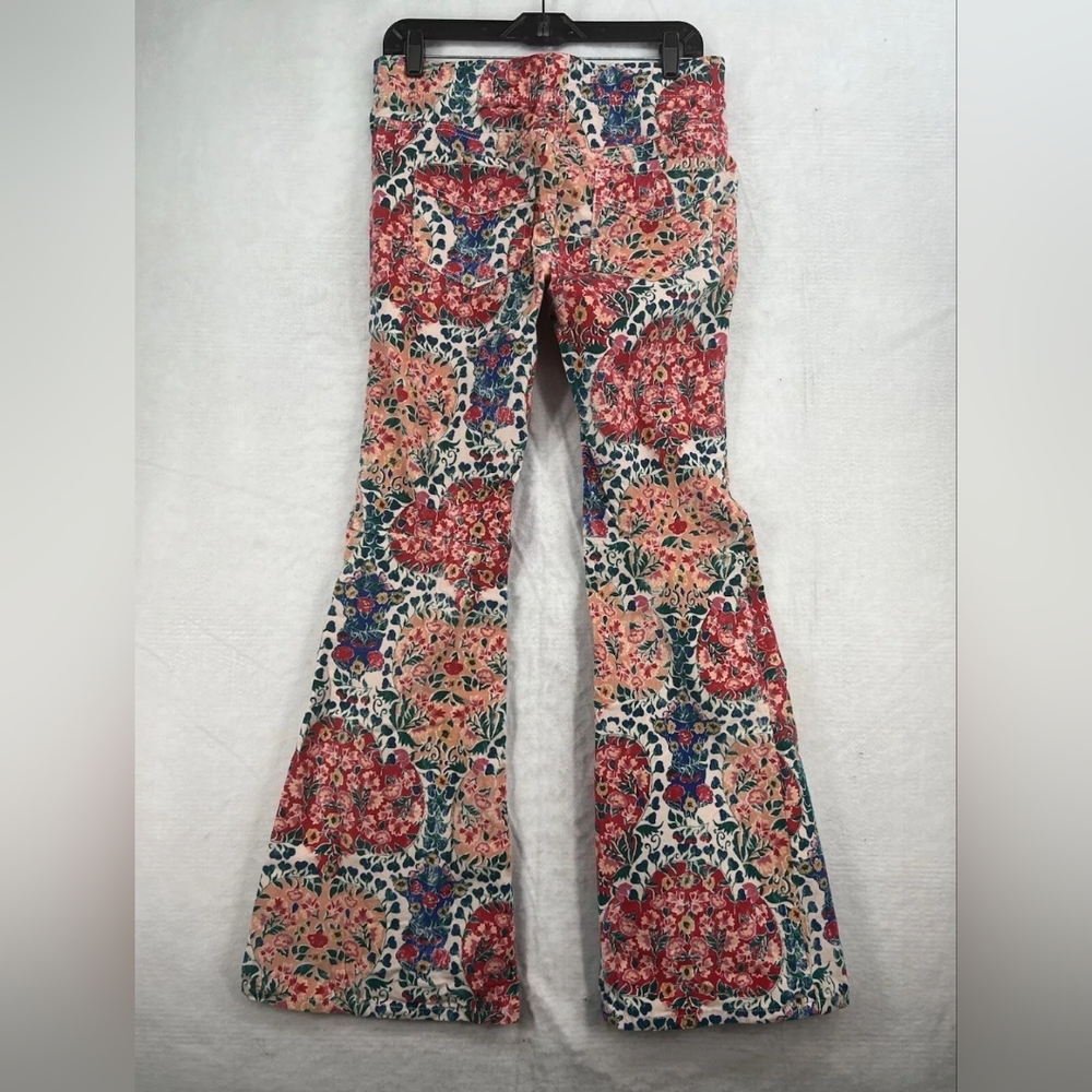 Free People Coral & Blue Floral Bootcut Flare Pants - Picture 6 of 7